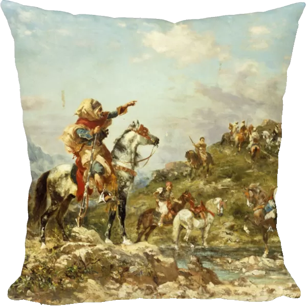 Arab Warriors on Horseback, (oil on canvas)