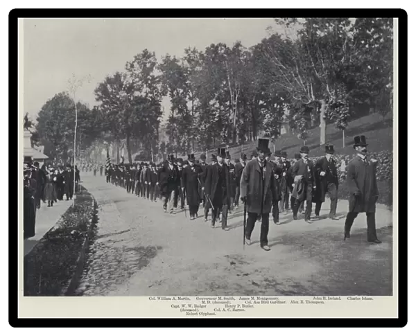 Sons of the Revolution at Tarrytown, in 1894, for the Unveiling of a Statue, in Sleepy Hollow Cemetery, to the Memory of Tarrytown Soldiers who served in the Revolutionary War (b  /  w photo)