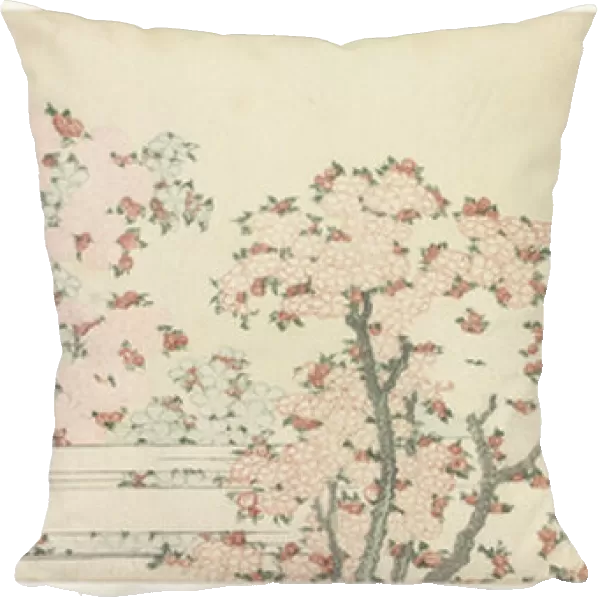Fuji over Cherry Blossom, c. 1800-1805 (woodcut)