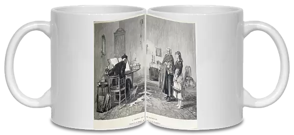 Two Irish women bring a present to a religious. Engraving by H