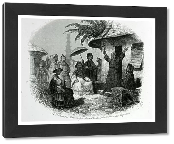 Saint Francois Xavier preaching Christianity in Japan. Engraving to Illustrer History