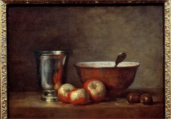 The silver cup. Painting by Jean Baptiste Simeon Chardin (1699-1779), 1763. Oil on canvas