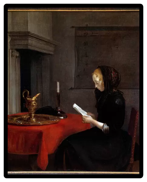 Woman reading a letter. Painting by the Dutch Gerard Ter Borch (1617-1681), 17th century