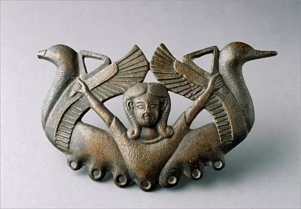 The deity Astarte, surrounded by two birds taking off. 6th century BC ( Bronze sculpture)