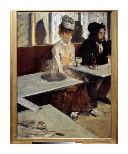 In a cafe also says 'Absinthe'Painting by Edgar Degas (1834-1917