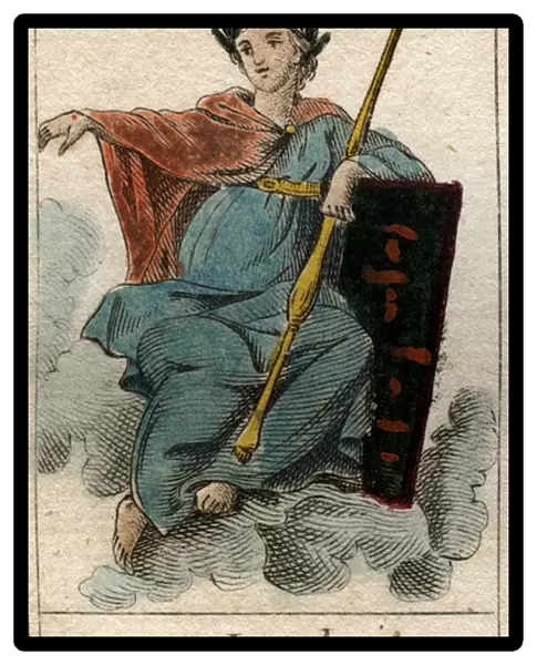 Representation of the Act as a woman holding a sceptre. (The Law as a young woman