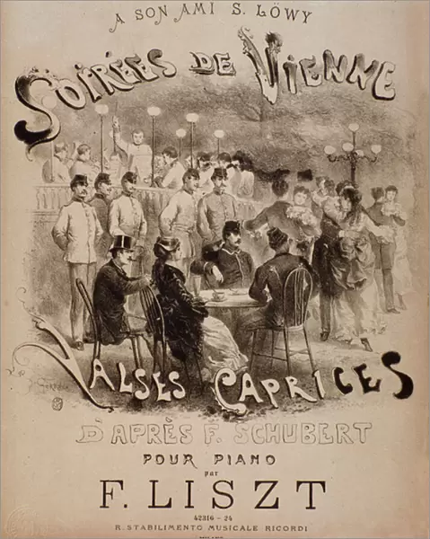 Frontispice of the score Soirees de Vienne, Caprices Walses for piano by Liszt