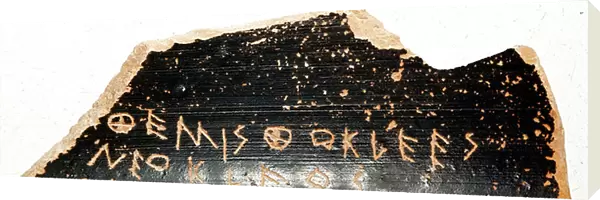 Ostrakon (or ostracon) (plural: ostraca or ostraka), pottery shards serving as ballots