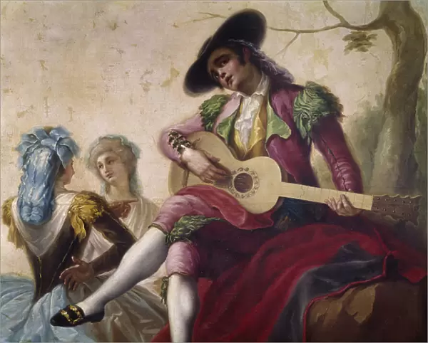 Guitar Player, detail (Cardboard for Tapestry, 1778)