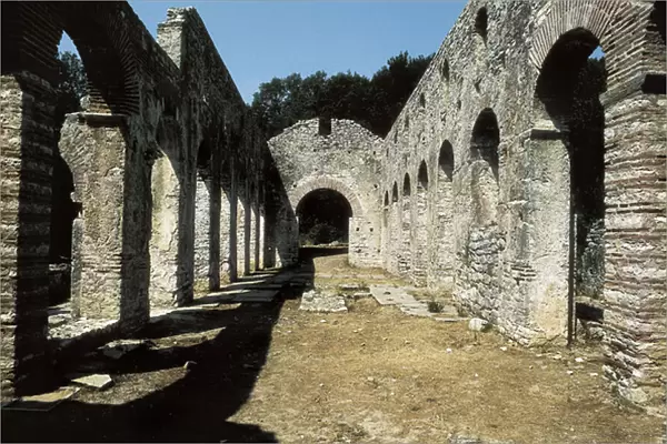 Ruins of the Byzantine Basilica of Butrint in Albania, 5th-6th century AD (photo)