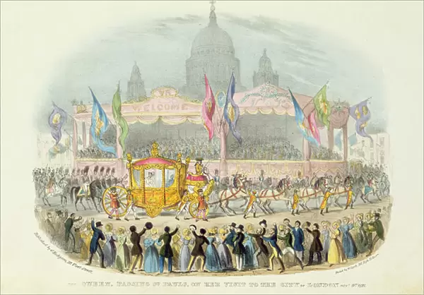 Queen Victoria passing St Pauls Cathedral, 9th November, 1837 (drawing)