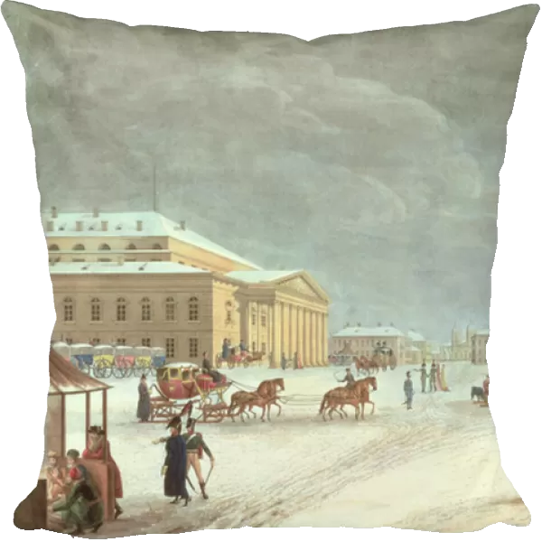 View of the Square and the Grand Theatre, St Petersburg (coloured litho)