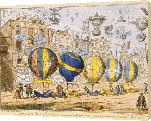 Taxi Balloons, pub. by G. Humphrey, 1825 (coloured engraving)