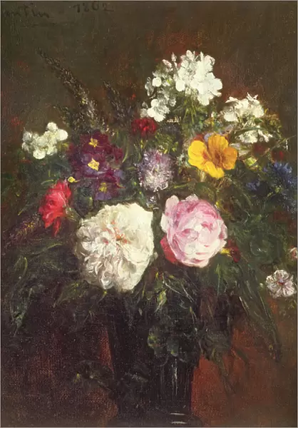 Roses and Phlox, 1862 (oil on canvas)