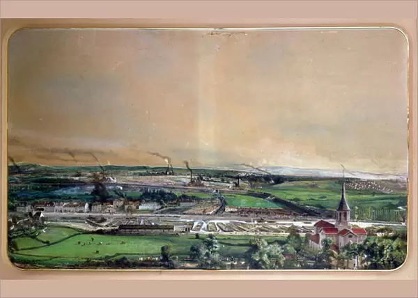 Industrial landscape in the Blanzy coal field, Saone-et-Loire, c. 1860 (w  /  on paper)