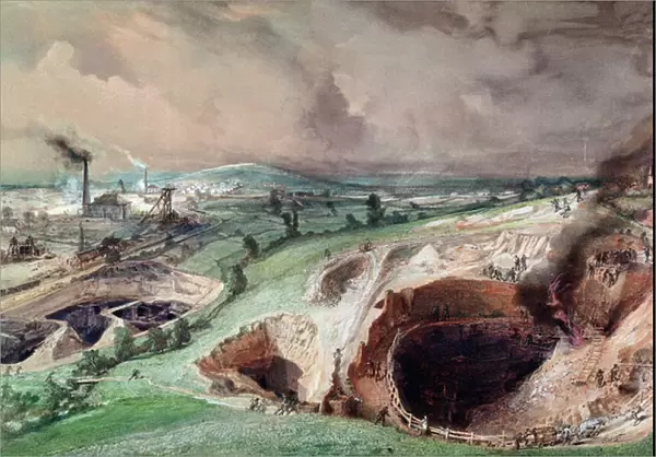 Open-cast Mines at Blanzy, Saone-et-Loire, 1857 (w  /  c on paper)