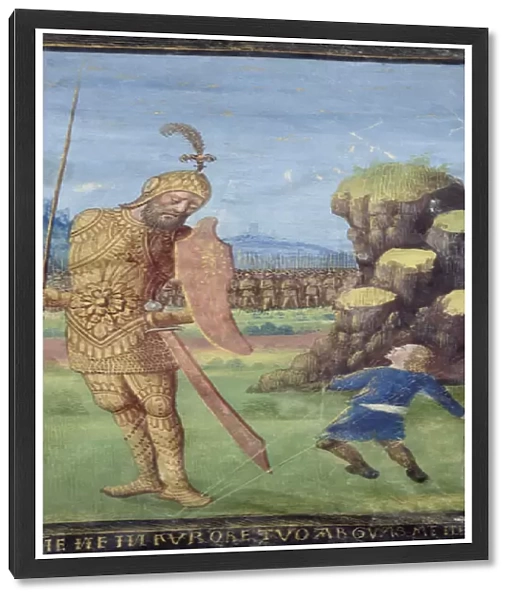 David and Goliath, from a Book of Hours, c. 1470 (vellum)