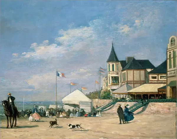 The Beach at Trouville, 1863 (oil on panel)