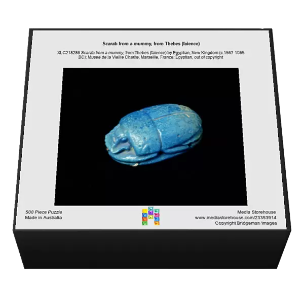 Scarab from a mummy, from Thebes (faience)