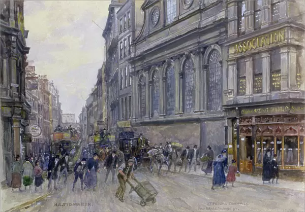 St. Peters Cornhill and Gracechurch Street, London, 1900 (w  /  c on paper)