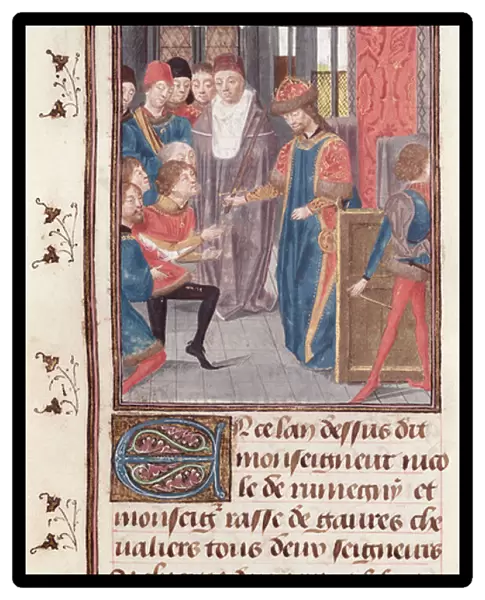Ms 149 t. 3 fol. 95v Appointment of Two Knights, from the