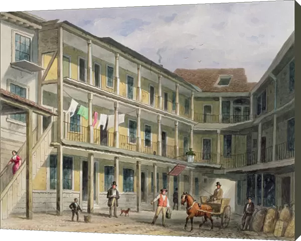 View of Blue Boar Inn yard, no. 30 Aldgate, c. 1850 (w  /  c on paper)