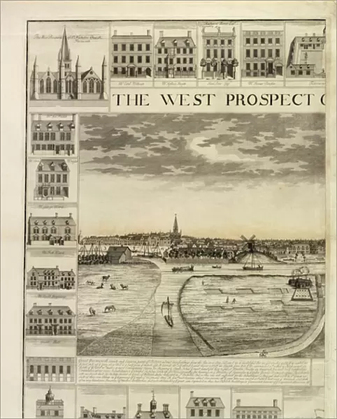The West Prospect of the Town of Great Yarmouth in Norfolk, engraved by John Harris (fl