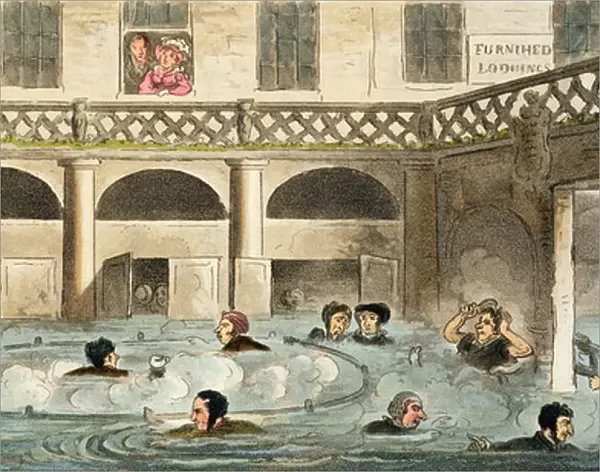 Public Bathing at Bath, or Stewing Alive, print published by Sherwood & Co