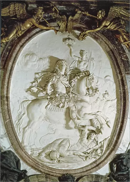 Equestrian portrait of Louis XIV (1638-1715) from the Salon de la Guerre, c. 1687 (stucco)
