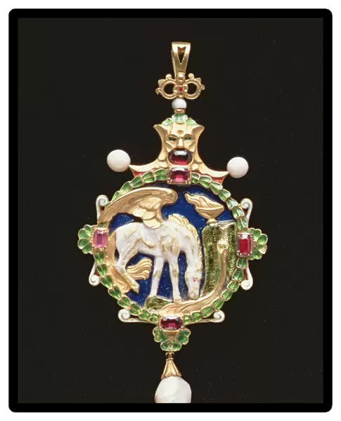 Pegasus pendant containing miniature of Miss Edith Emily Cooper, closed