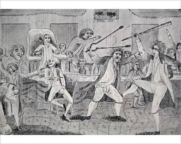 Cartoon depicting the fight on the floor of Congress between Republican Matthew Lyon