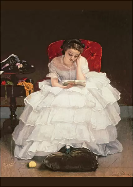 Girl Reading (oil on canvas)