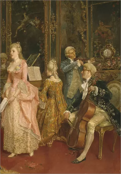 Concert at the time of Mozart, 1853 (detail) (oil on canvas)