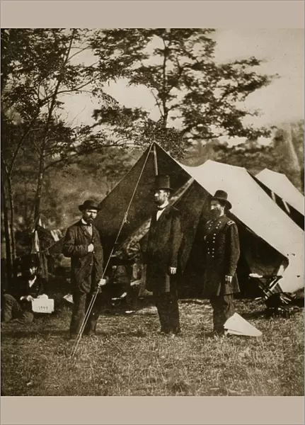 President Lincoln at Sharpsburg, October 1862 (b  /  w photo)