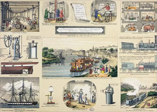 History of Steam, illustration for an educational textbook