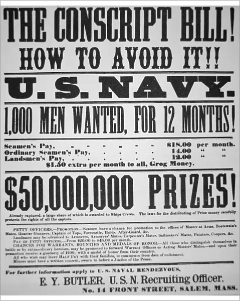 Union Recruiting Poster Appealing for Volunteers to Avoid the Unpopular Draft System, c