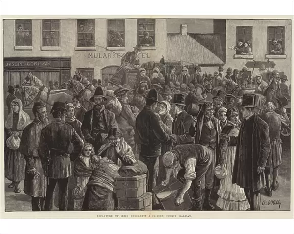 Departure of Irish Emigrants at Clifden, County Galway (engraving)
