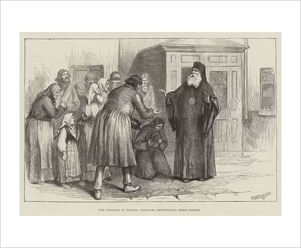 The Distress in Russia, Peasants importuning their Priest (engraving)