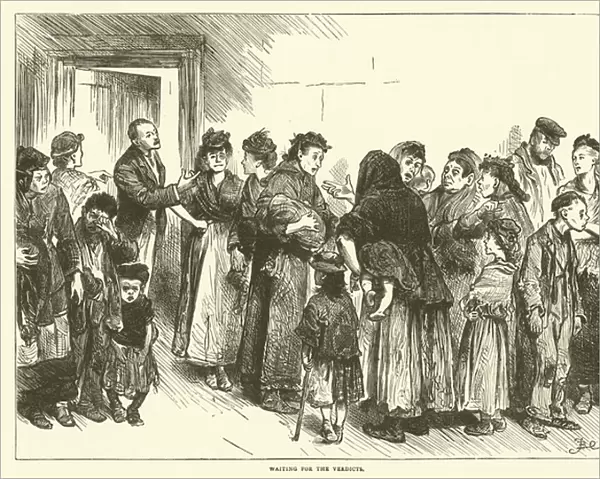 Waiting for the verdicts (engraving)