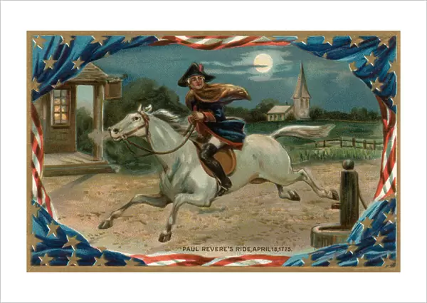 Paul Reveres Ride on April 18, 1775, 1916 (chromolithograph)