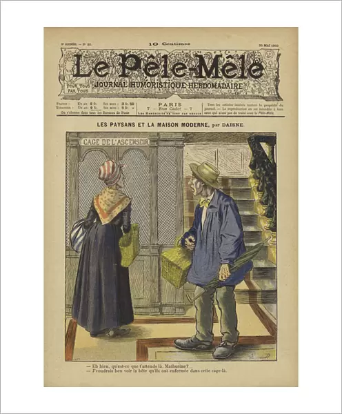 Les paysans et la maison moderne. Illustration for Le Pele-Mele, 1902 (colour litho)