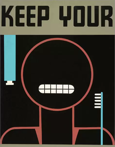 Vintage Keep Your Teeth Clean Poster, 1936-38 (silkscreen print)