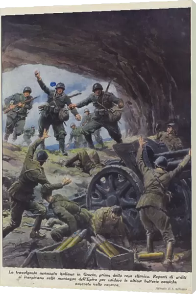 The overwhelming Italian advance in Greece, before the Hellenic surrender (Colour Litho)