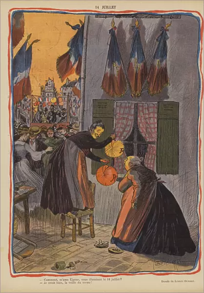 14 July. Illustration for Le Rire (colour litho)