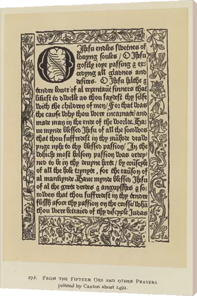 From the Fifteen Oes and other Prayers printed by Caxton about 1491 (litho)