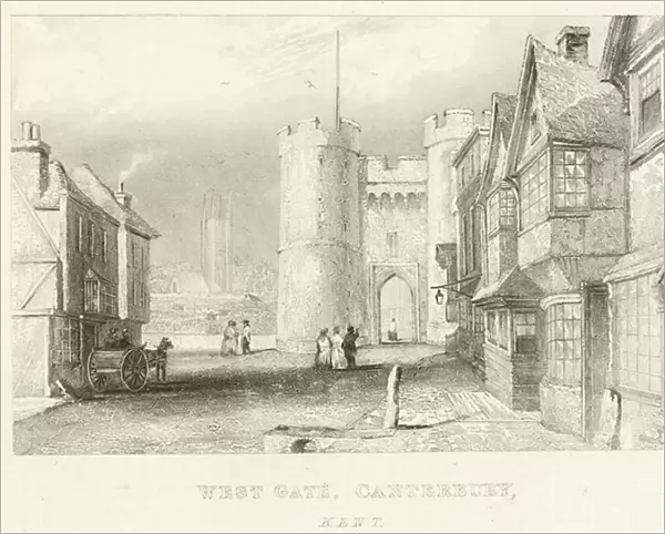 West Gate, Canterbury, Kent (engraving)