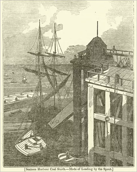 Seaham Harbour Coal Staith, Mode of Loading by the Spout (engraving)