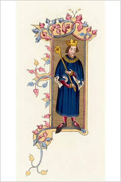 John, King Of France (coloured engraving)
