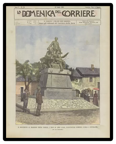 The Monument To Major Pietro Toselli, The Hero Of Amba Alagi, Inaugurated Last Sunday In Peveragno (colour litho)