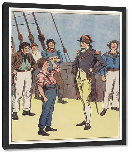 The sailor boy offers to join the navy (colour litho)